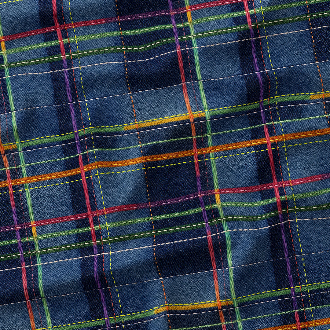 Denim Colourful Plaid Fabric 1467