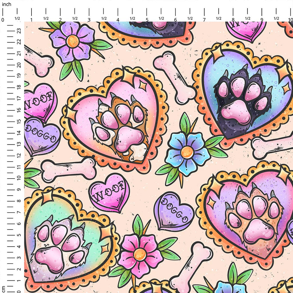 Dog Paws Tattoo Fabric