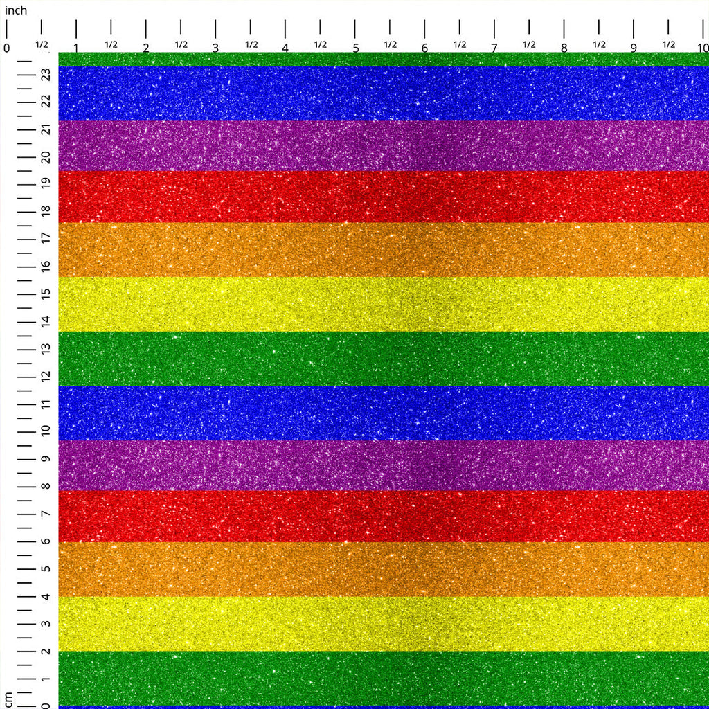 Glitter Rainbow Stripes Fabric