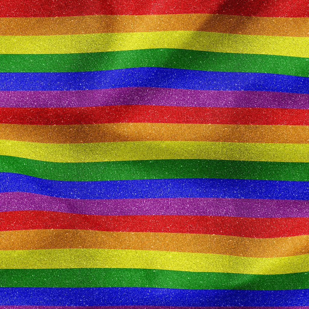 Glitter Rainbow Stripes Fabric