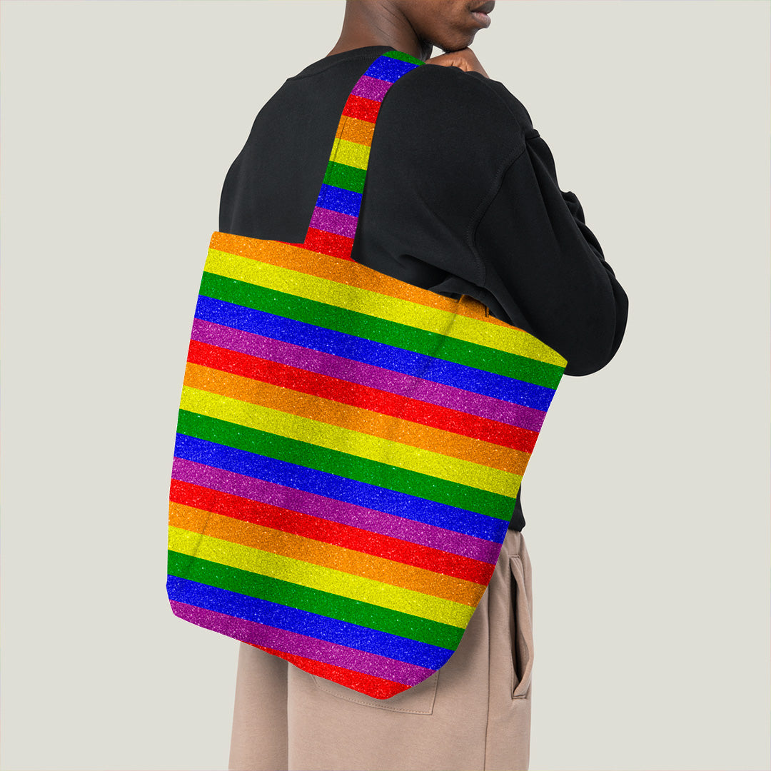 Glitter Rainbow Stripes Fabric