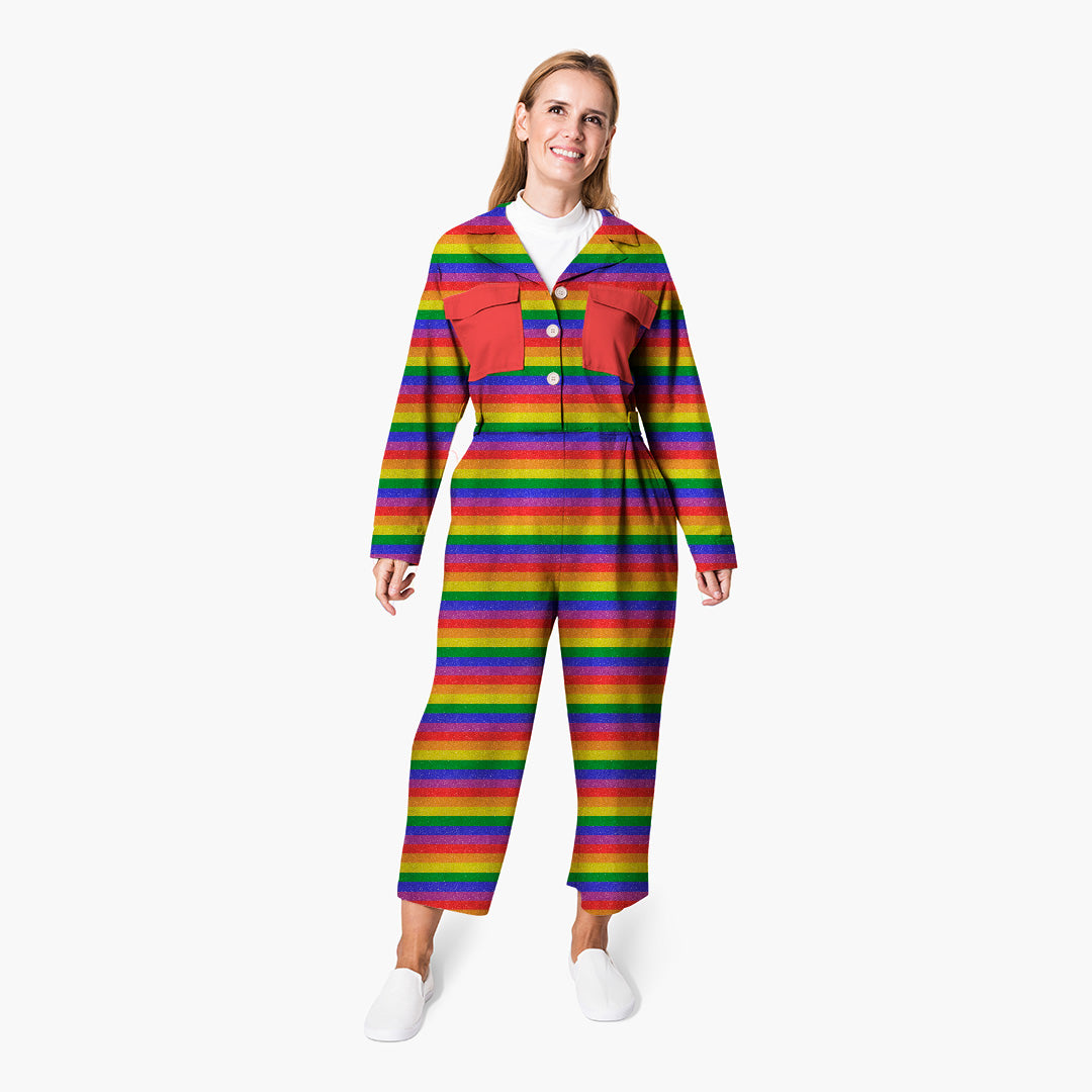 Glitter Rainbow Stripes Fabric