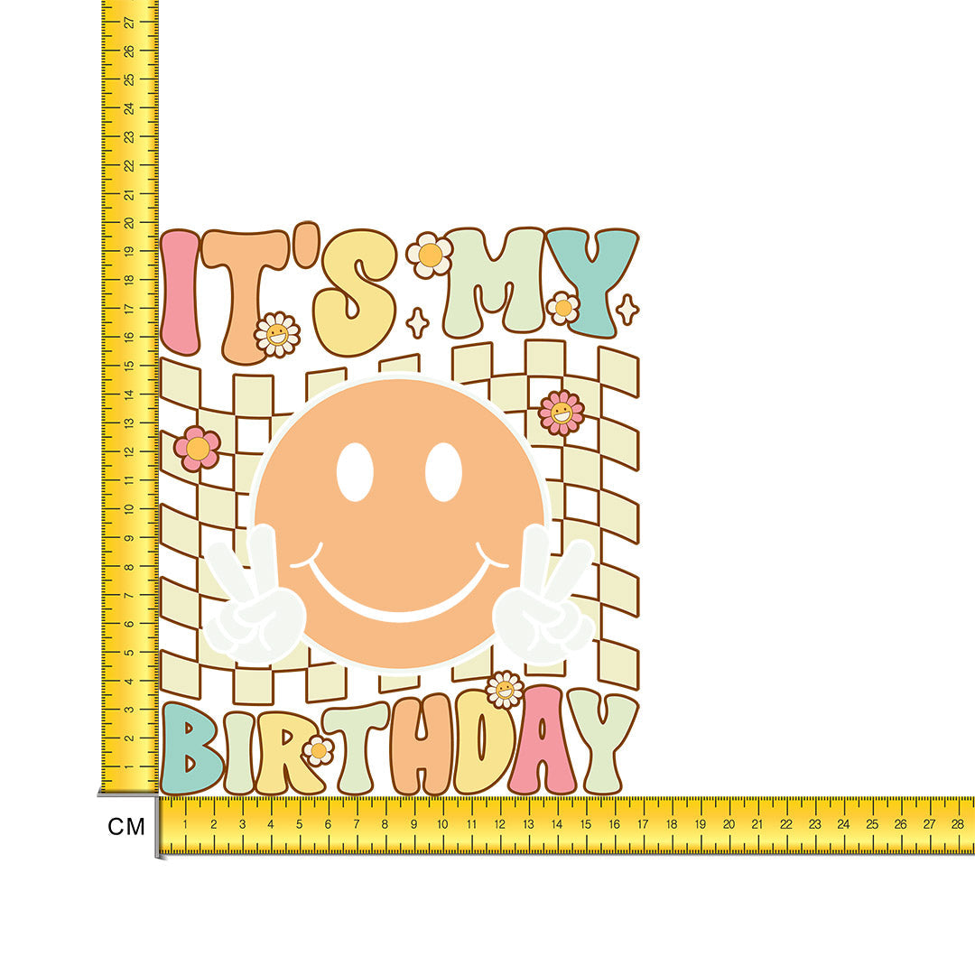 Groovy It's My Birthday Iron on Fabric Heat Transfer DTF-235