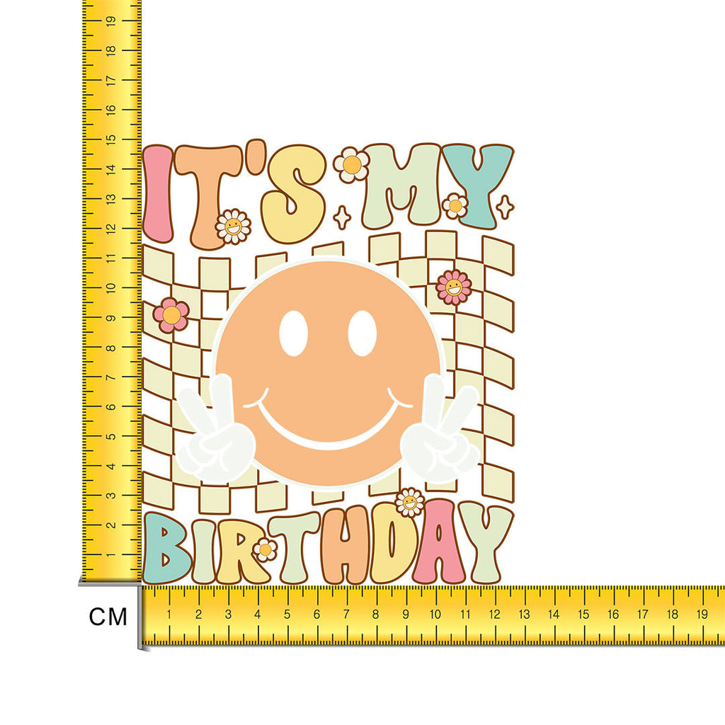 Groovy It's My Birthday Iron on Fabric Heat Transfer DTF-235