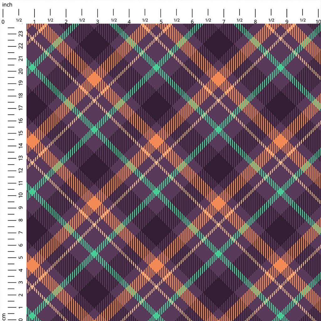 Purple and Orange Plaid Fabric 1199