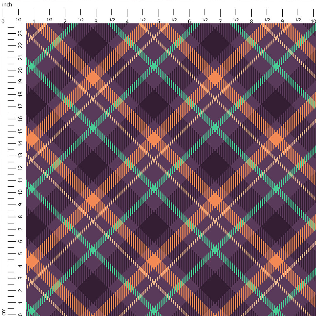 Purple and Orange Plaid Fabric 1199