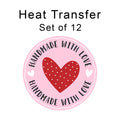 Handmade with Love Heart Iron on fabric heat transfer DTF-14