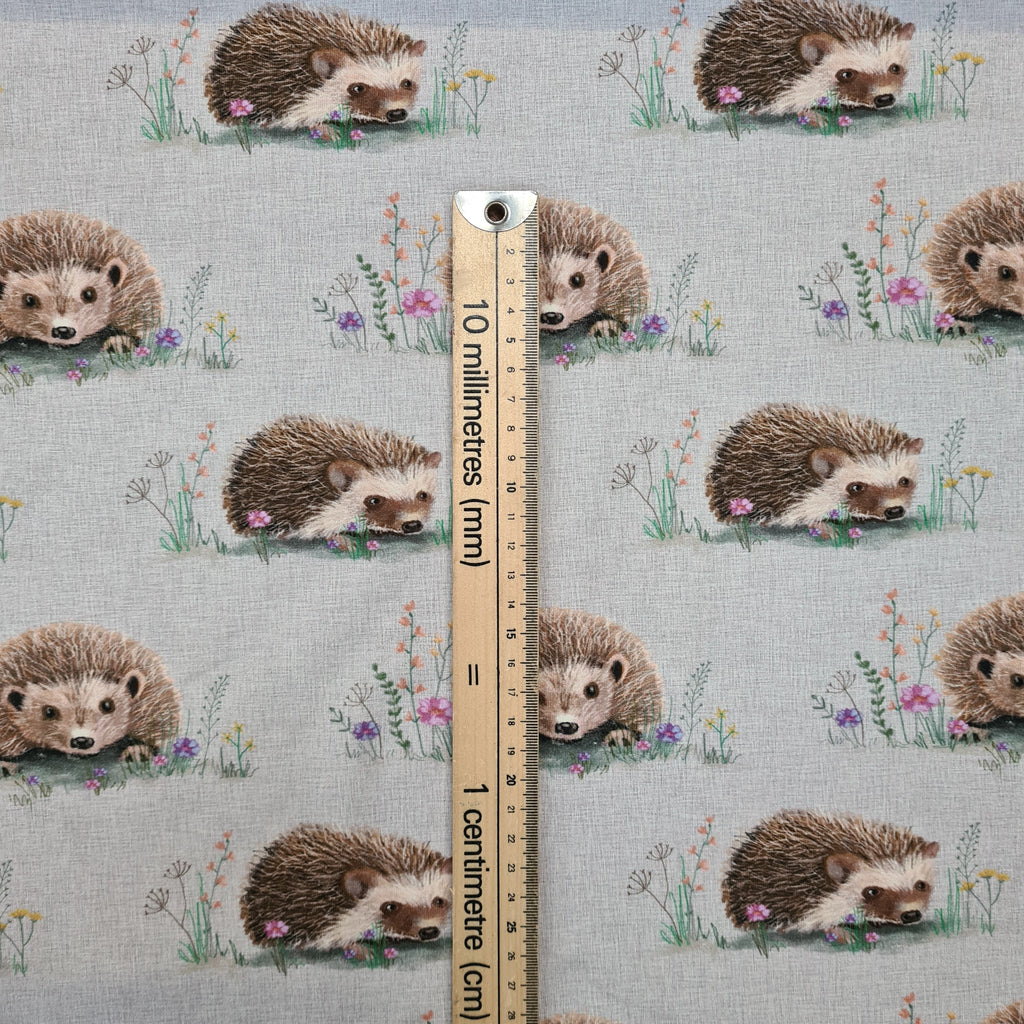 Hedgehogs Grey Fabric