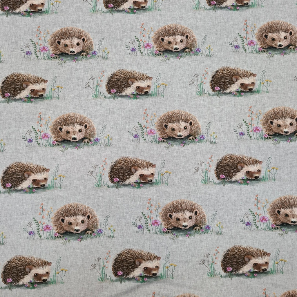 Hedgehogs Grey Fabric