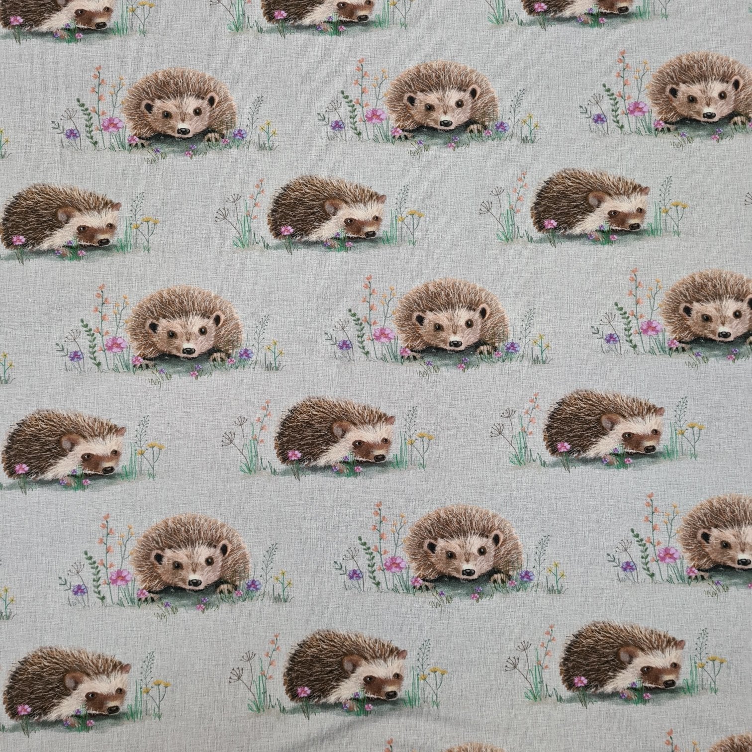 Hedgehogs Grey Fabric