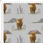 Highland Cows Grey Fabric