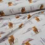 Highland Cows Grey Fabric