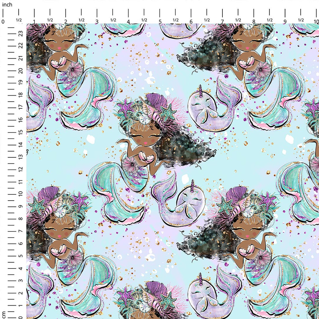 Mermaids Aqua Fabric