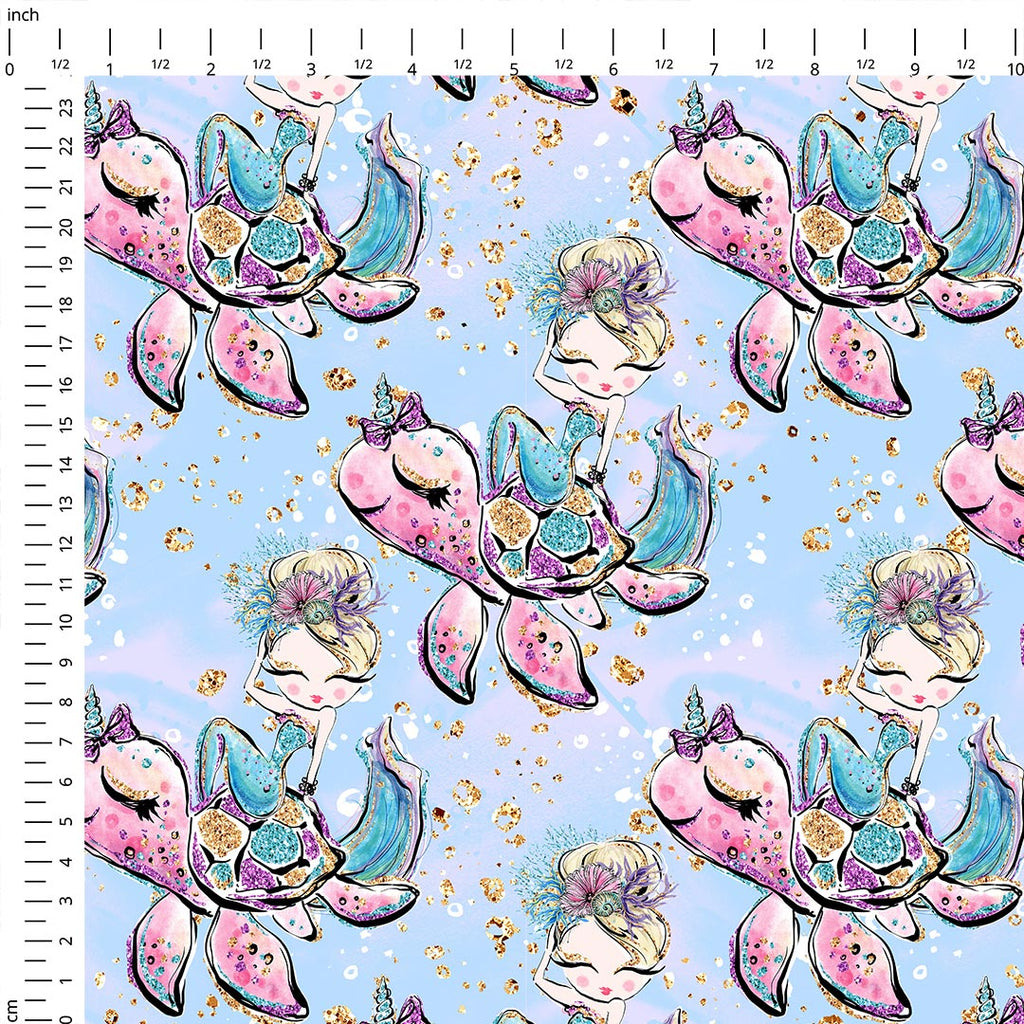 Mermaids Blue Fabric