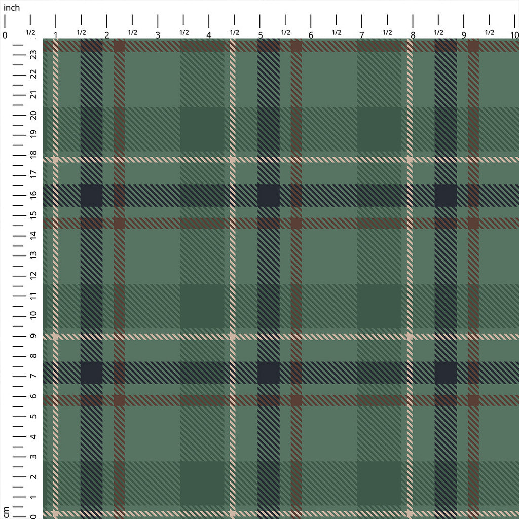 Military Green Plaid Fabric 1456