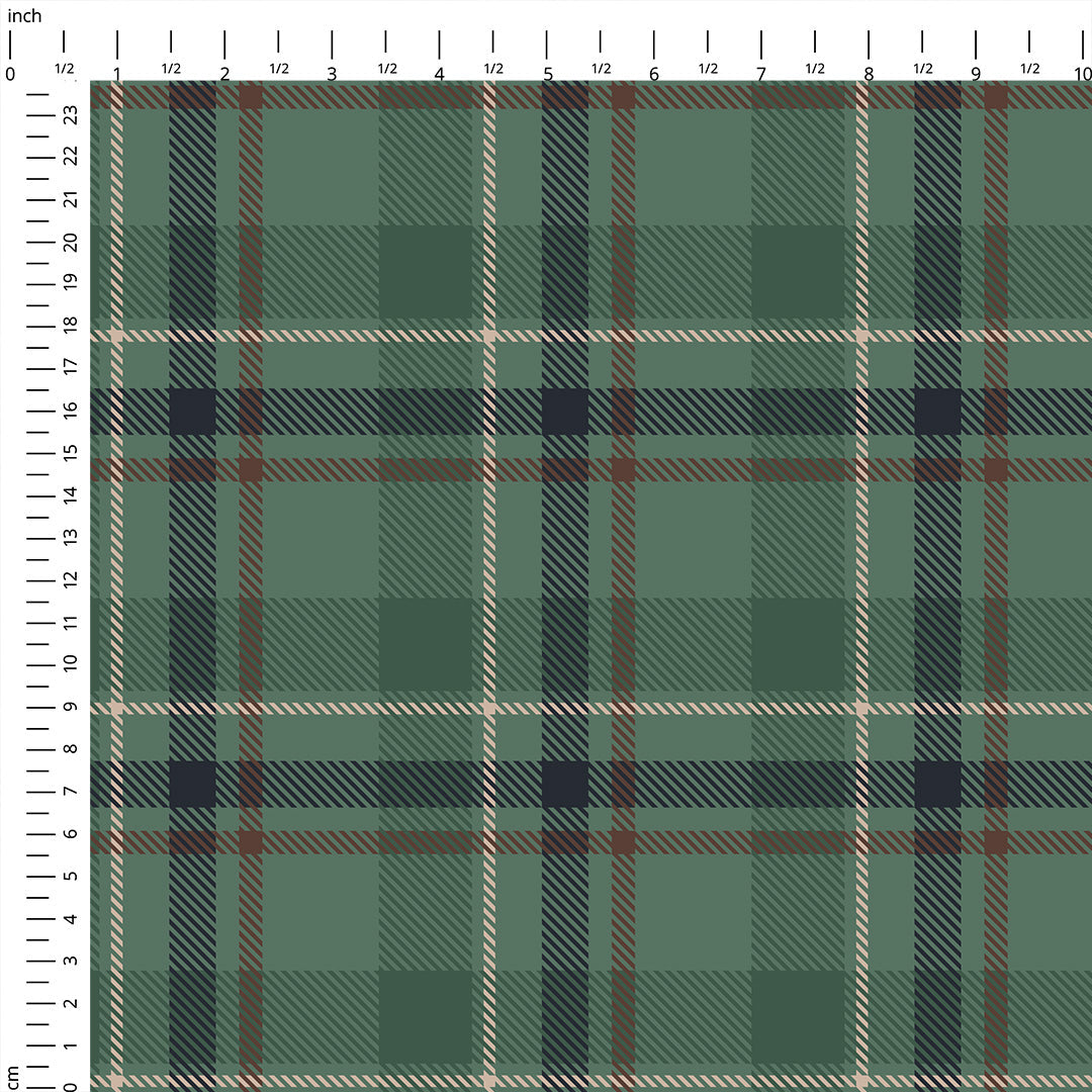 Military Green Plaid Fabric 1456