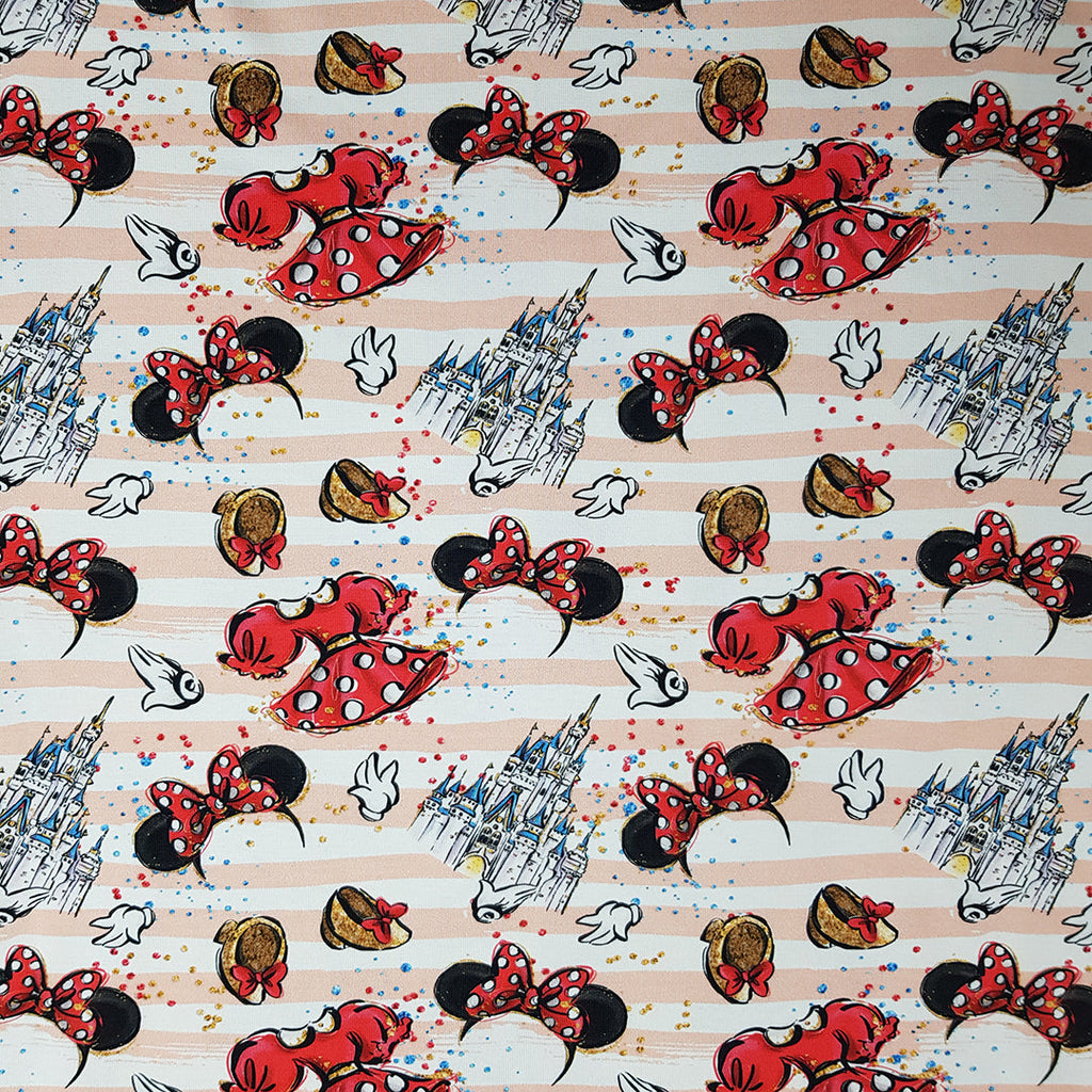 Mouse Upon A Time- Pink Stripes Fabric