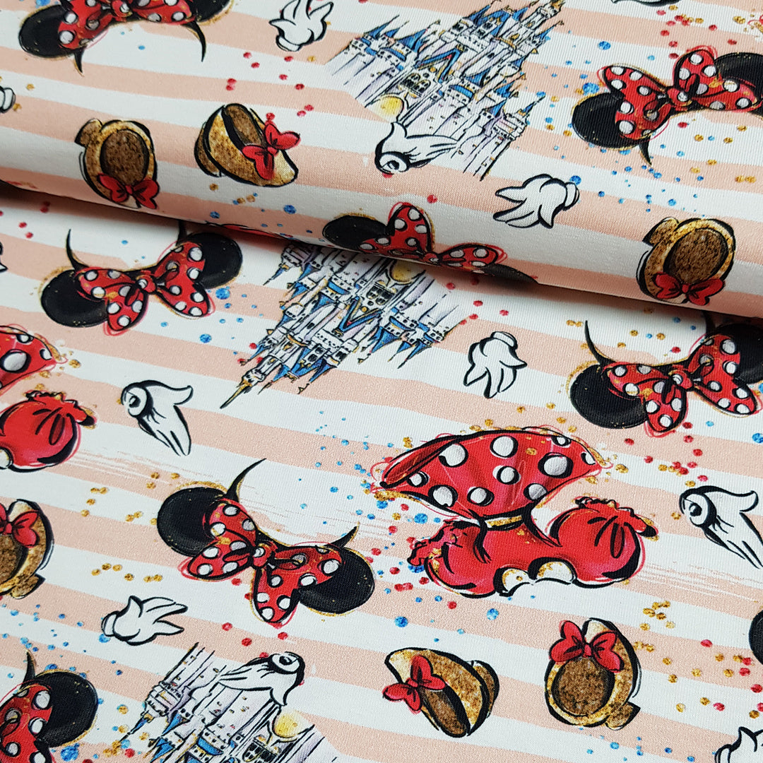 Mouse Upon A Time- Pink Stripes Fabric