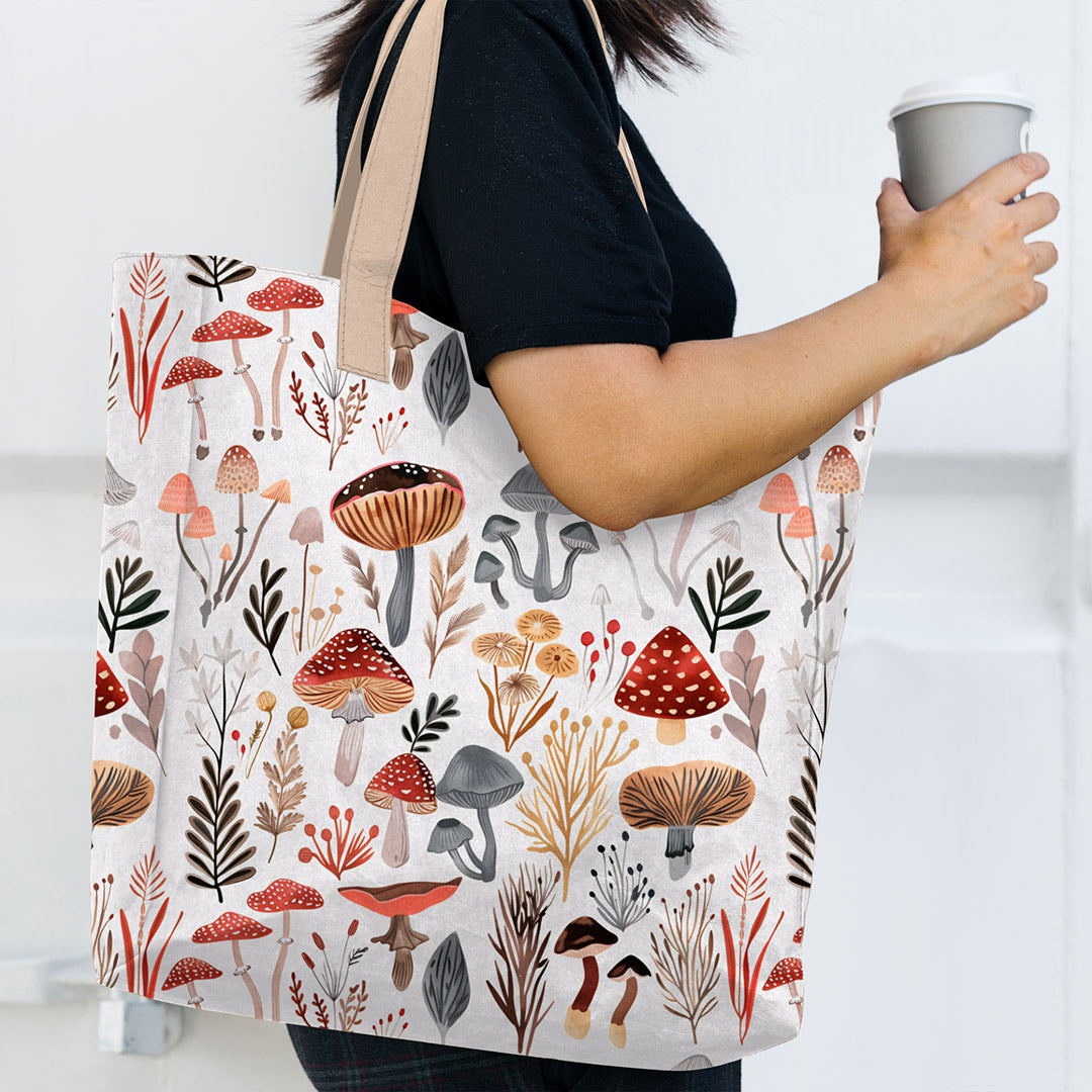 Mushrooms On White Fabric