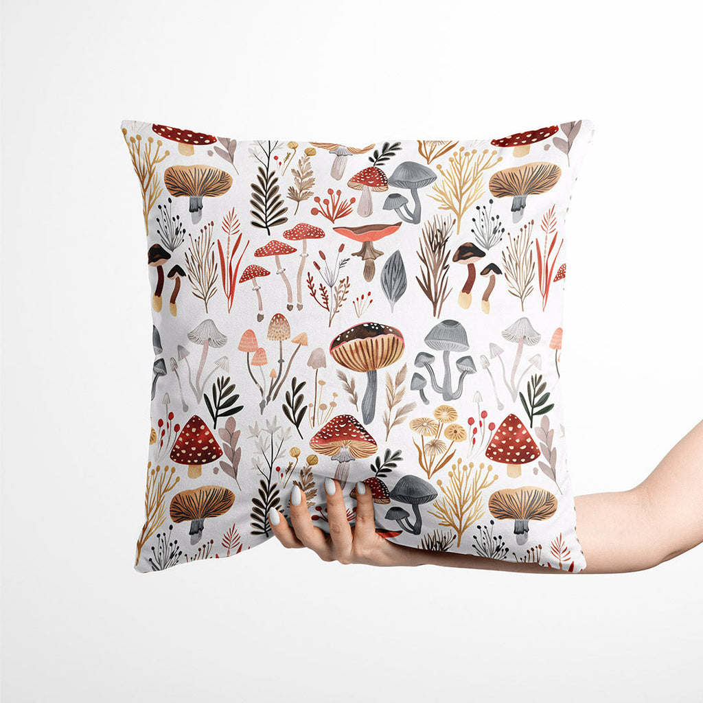 Mushrooms On White Fabric