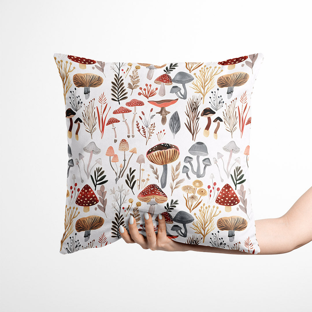 Mushrooms On White Fabric