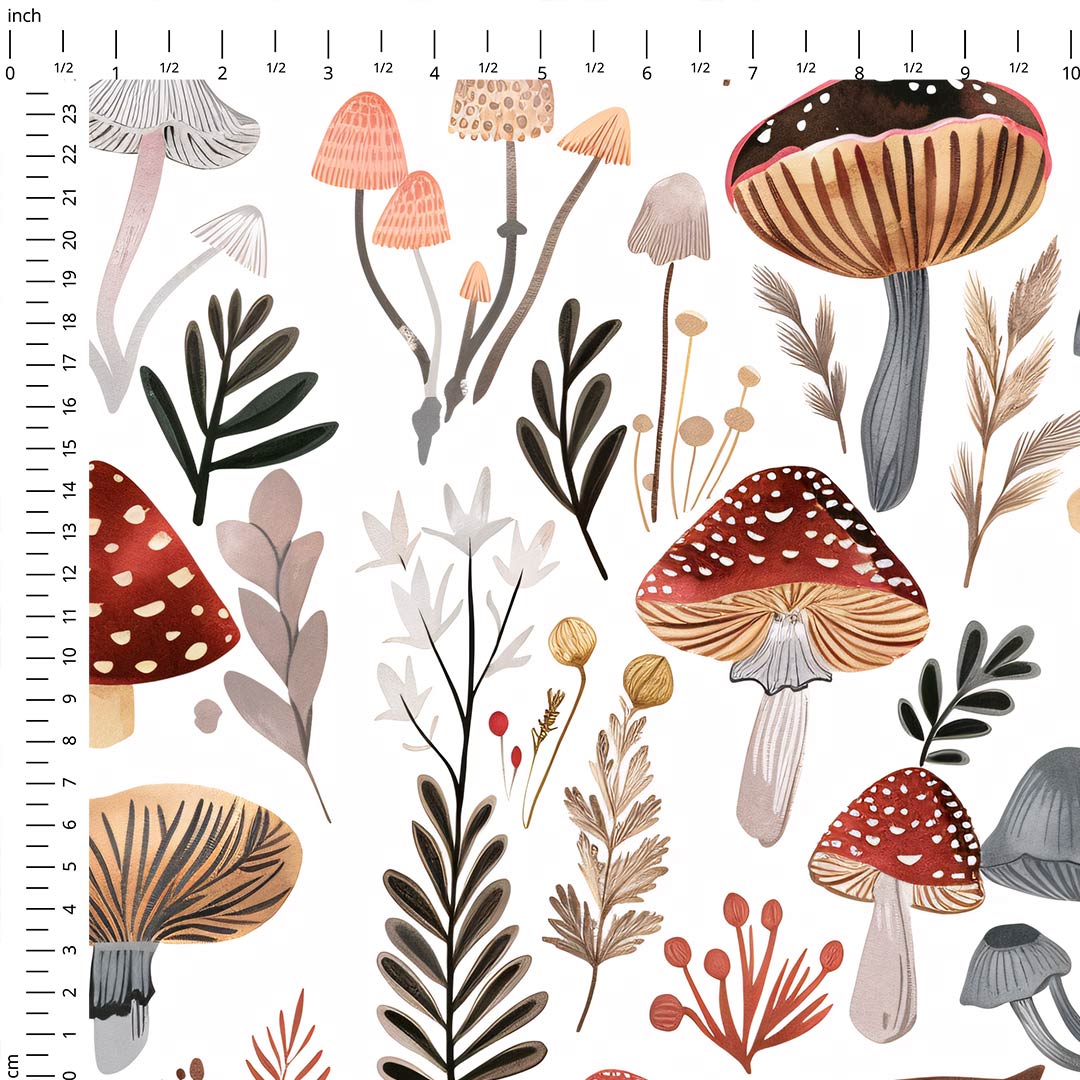 Mushrooms On White Fabric