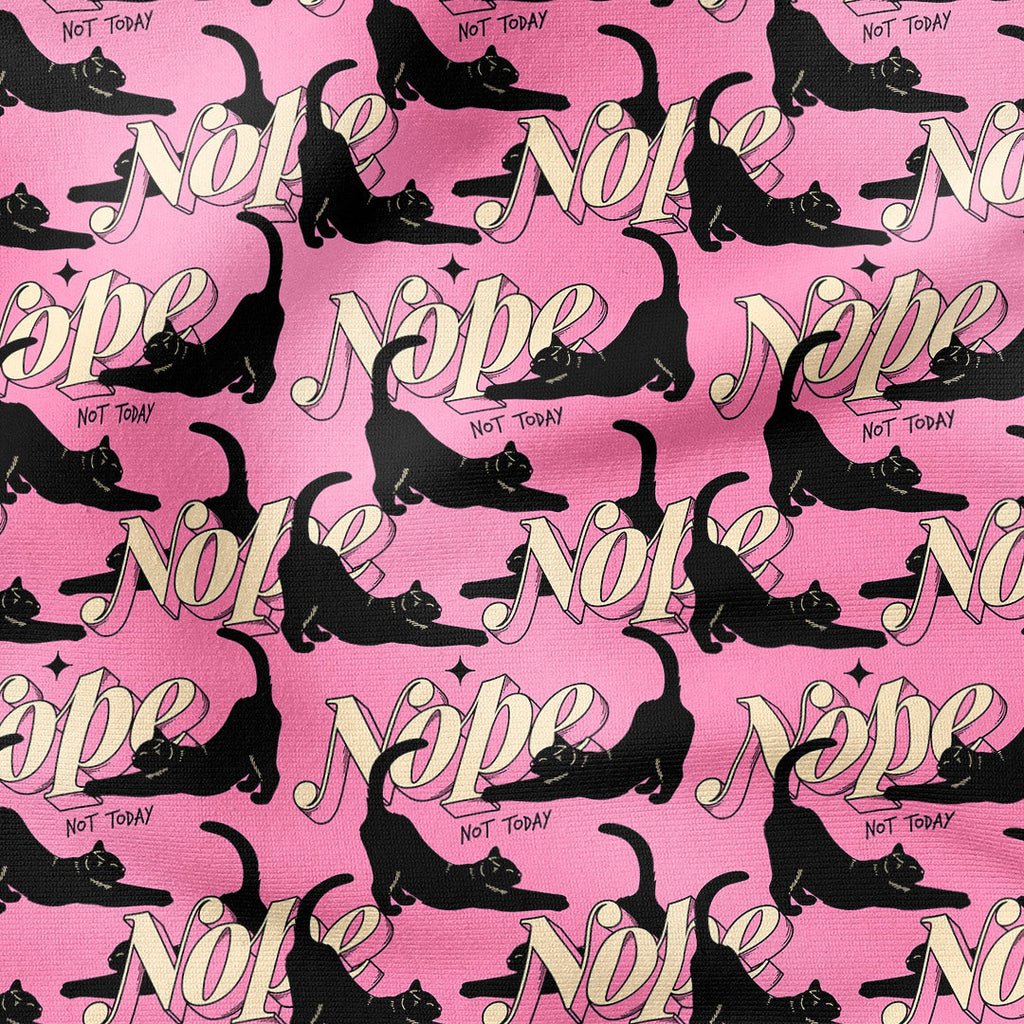 Not Today Cat Pink Fabric