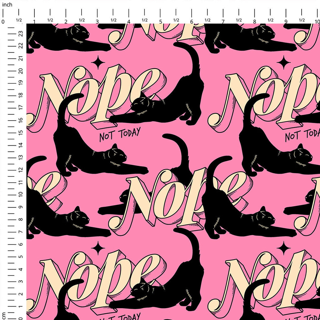 Not Today Cat Pink Fabric