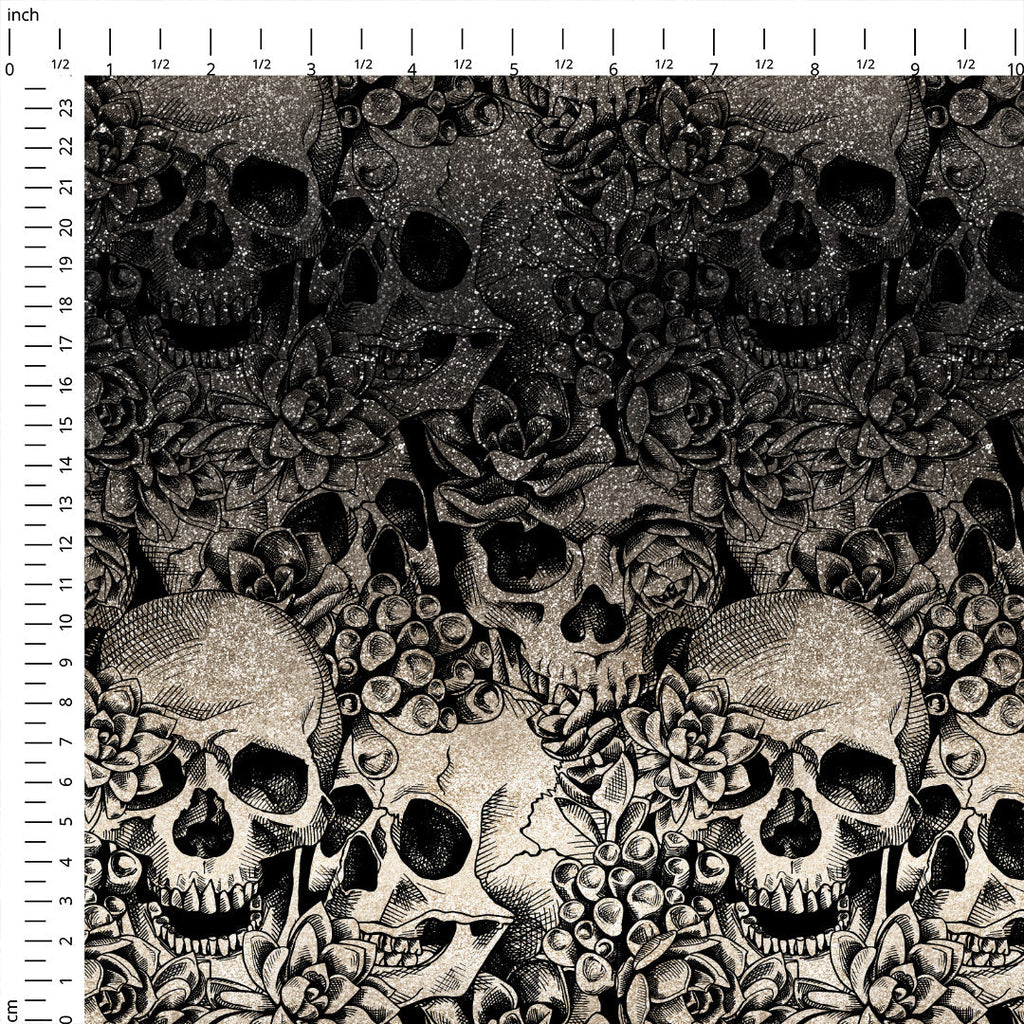Ombre Glitter Skulls Fabric