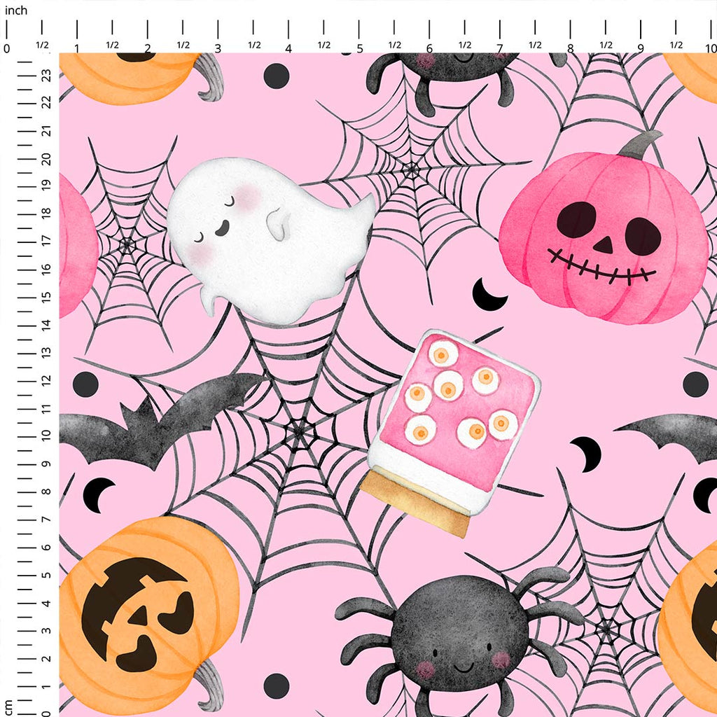 Pink Halloween Fabric