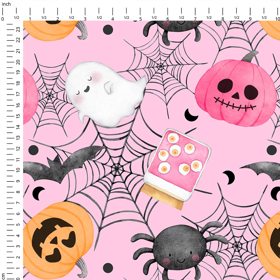 Pink Halloween Fabric