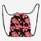 Pink Orchids on Black Fabric