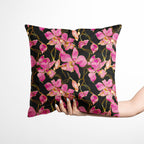 Pink Orchids on Black Fabric