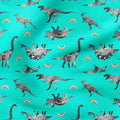 Rainbow Dinos Green Fabric