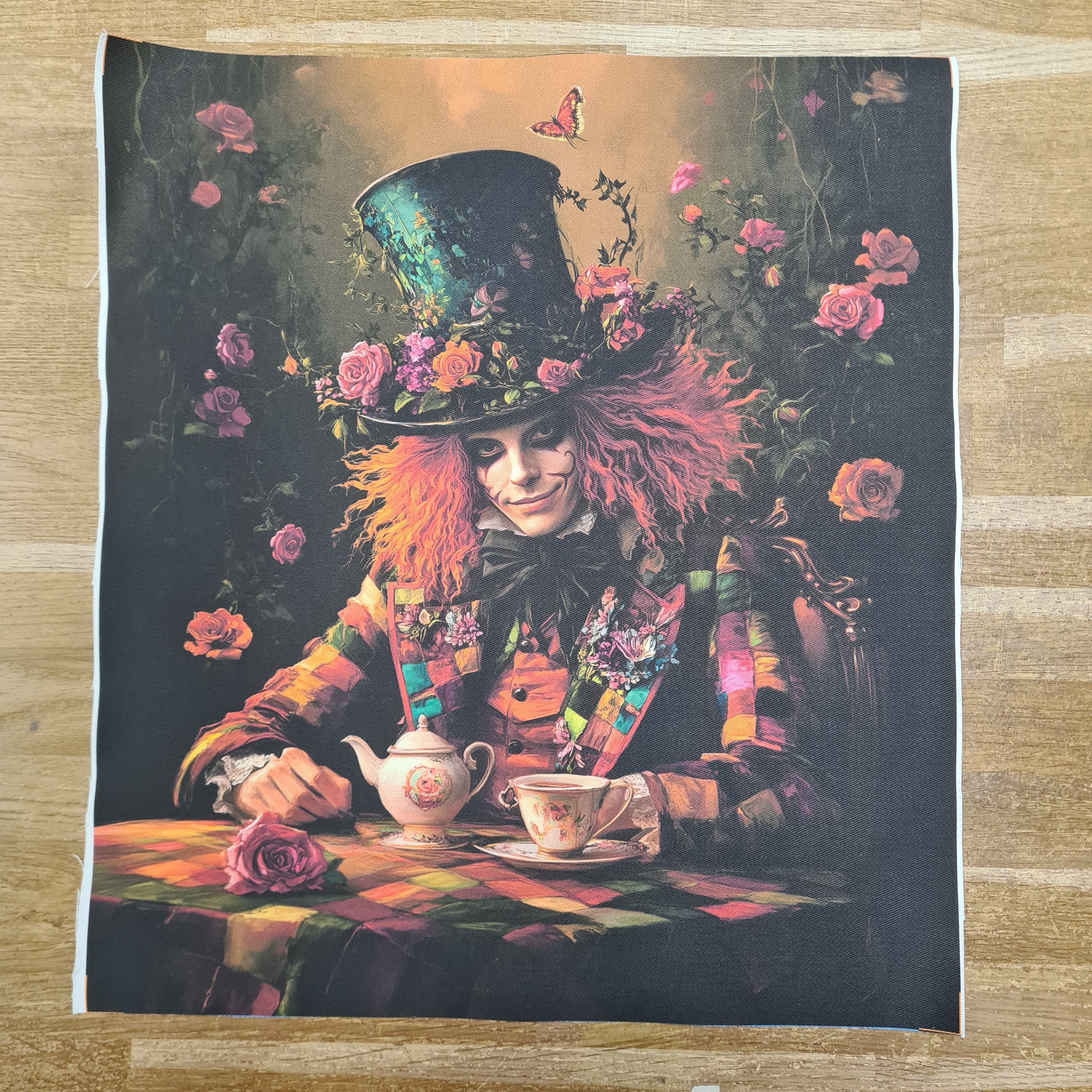 Mad Hatter Cotton Drill Tote Panel