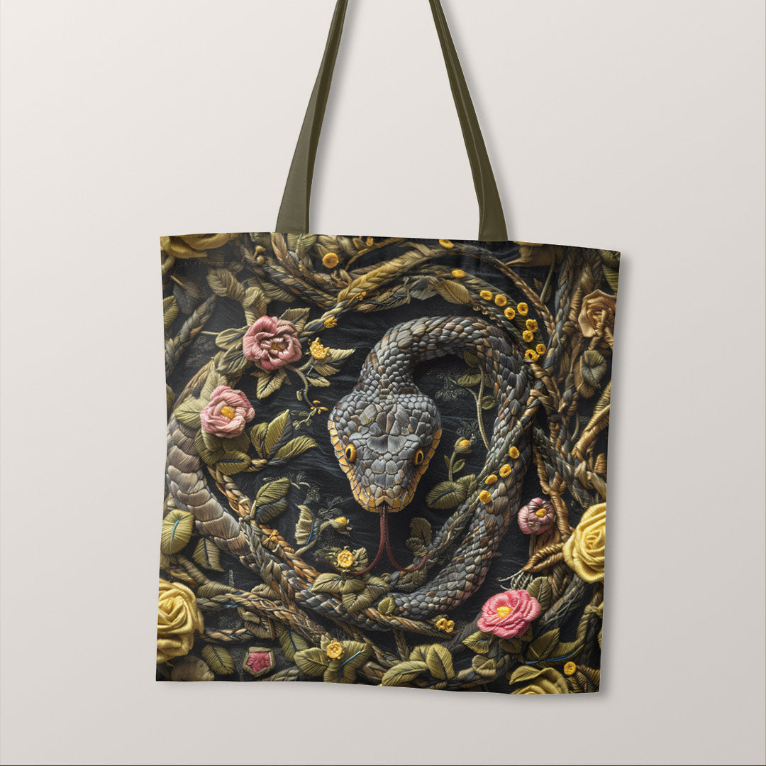 TOTE Fabric Bag Panel Snake and Roses TP-260