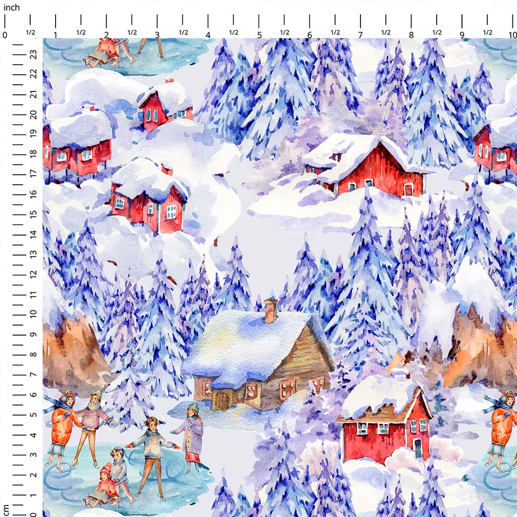 Snowy Village Fabric