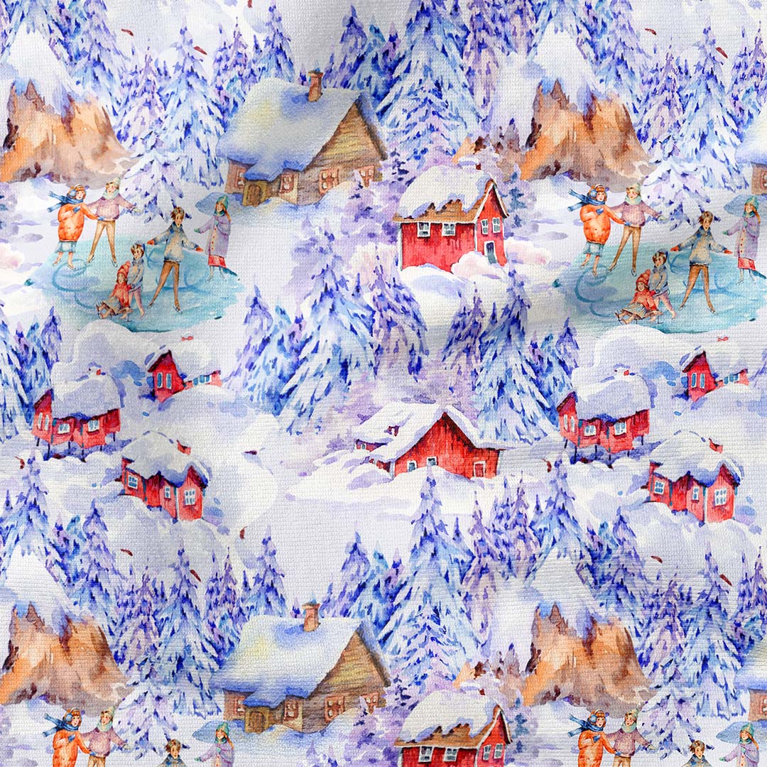 Snowy Village Fabric
