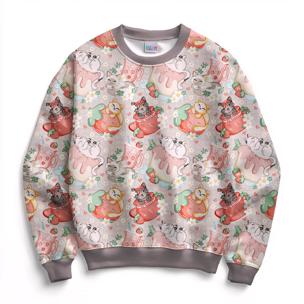 Strawberry Cats Beige Fabric