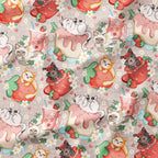 Strawberry Cats Beige Fabric