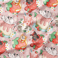 Strawberry Cats Pink Fabric