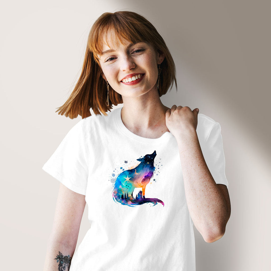 Celestial Wolf Iron on Fabric Heat Transfer DTF-121