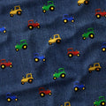 Tractors on Denim Fabric