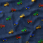 Tractors on Denim Fabric
