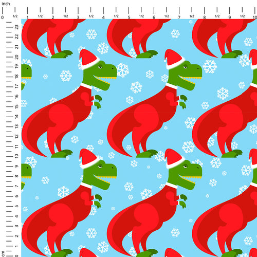 Christmas T-Rex Fabric