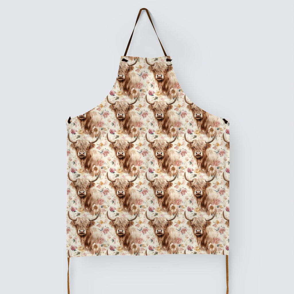 Vintage Floral Highland Cow Fabric