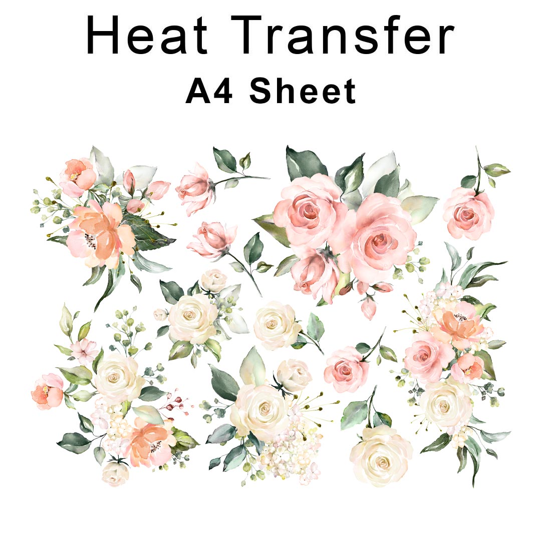 Watercolour Roses A4 Mix Iron on fabric heat transfer DTF-183