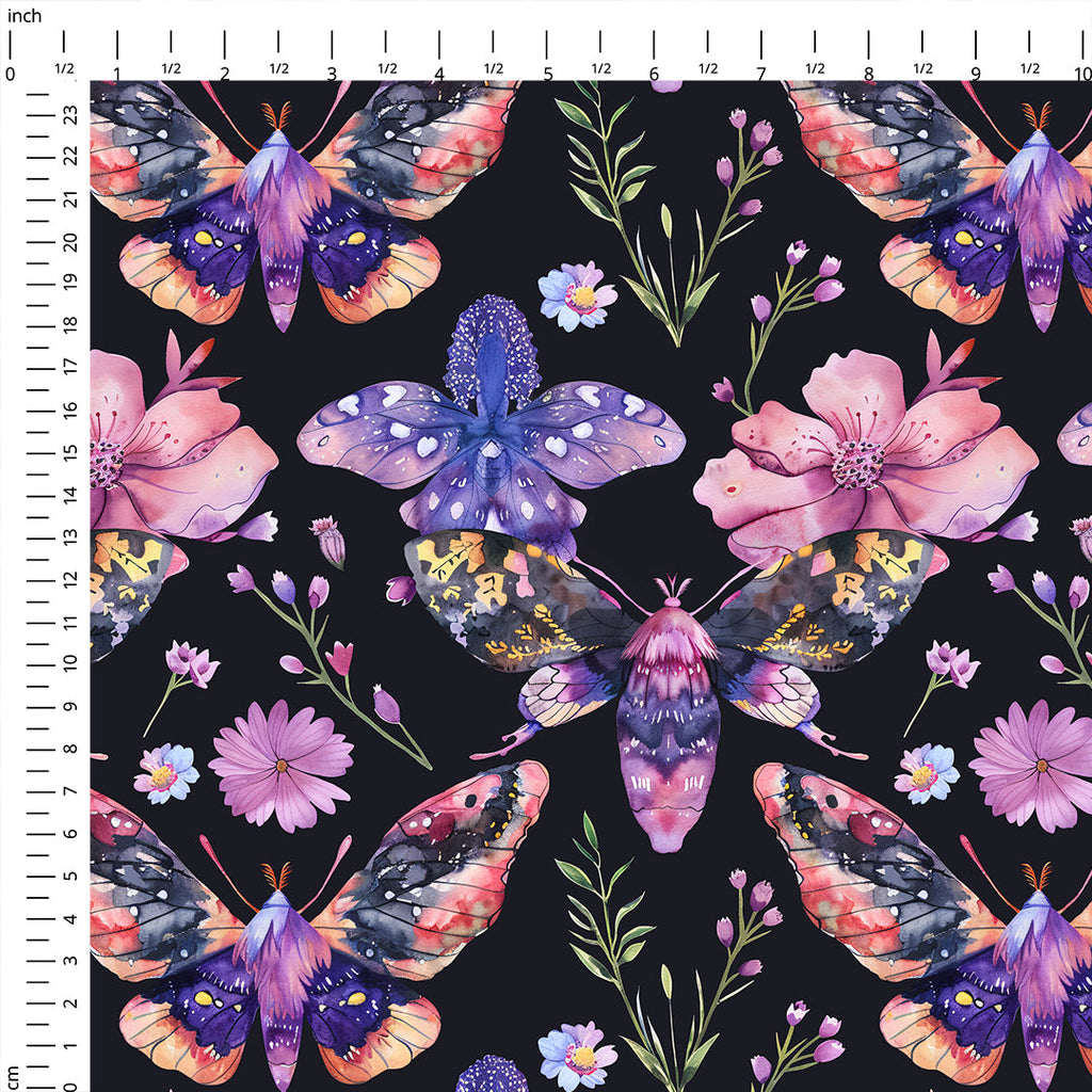 Watercolour Garden Moths Fabric