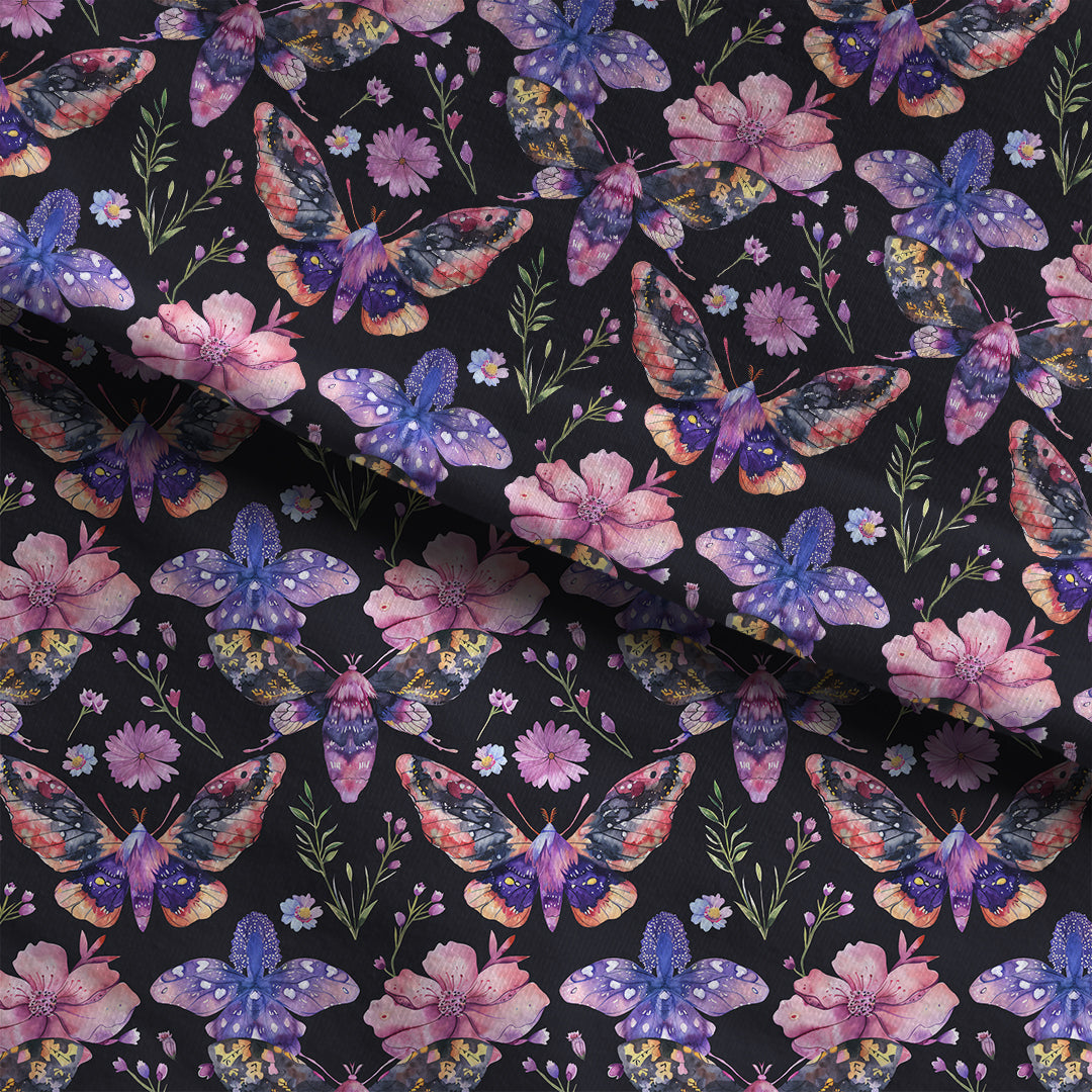 Watercolour Garden Moths Fabric
