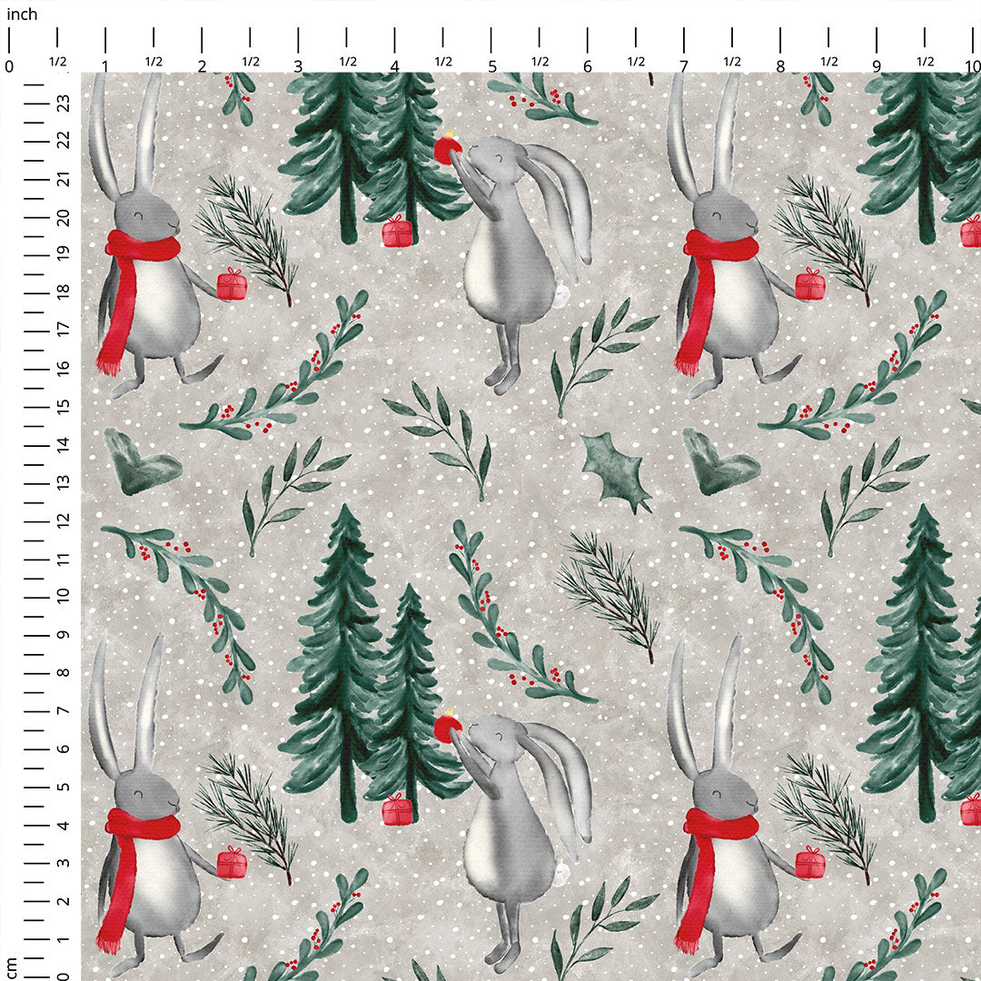 Christmas Bunny Fabric for Sewing Clothes, Christmas Crafts and Fleece ...